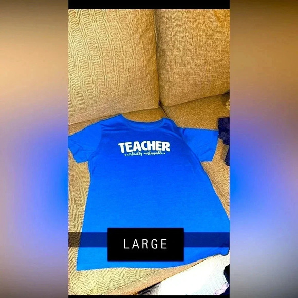 5 PC BUNDLE Teacher/Educator women short sleeve size LARGE t-shirts/tops - Picture 2 of 5